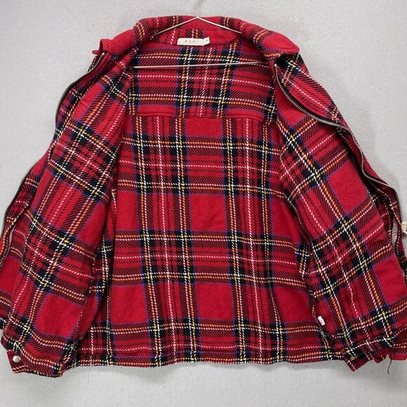 mnml Jacket Womens Large Red Plaid Shacket Punk Goth Zippers - Picture 12 of 16